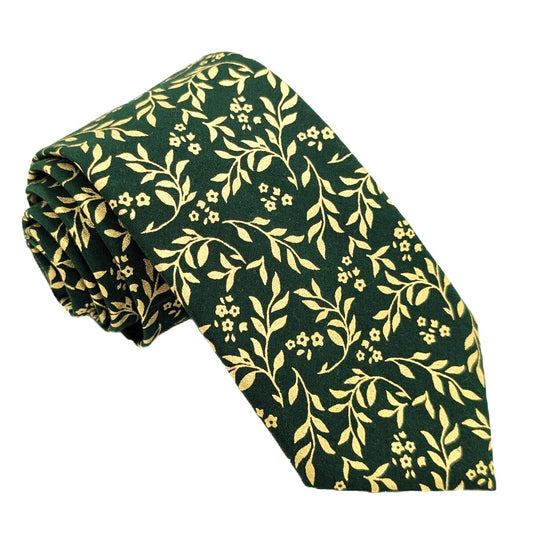 Green & Gold Leaves Tie - Ties - 