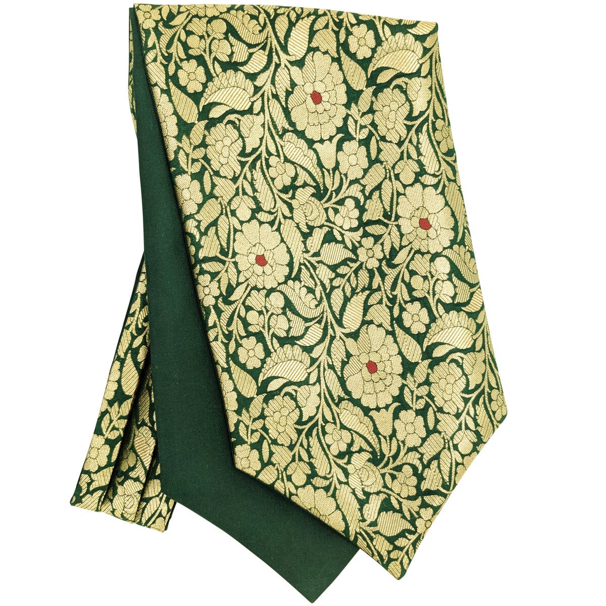 Green & Gold Silk Brocade Cravat - Cravats - 
