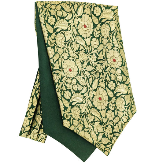 Green & Gold Silk Brocade Cravat - Cravats - 