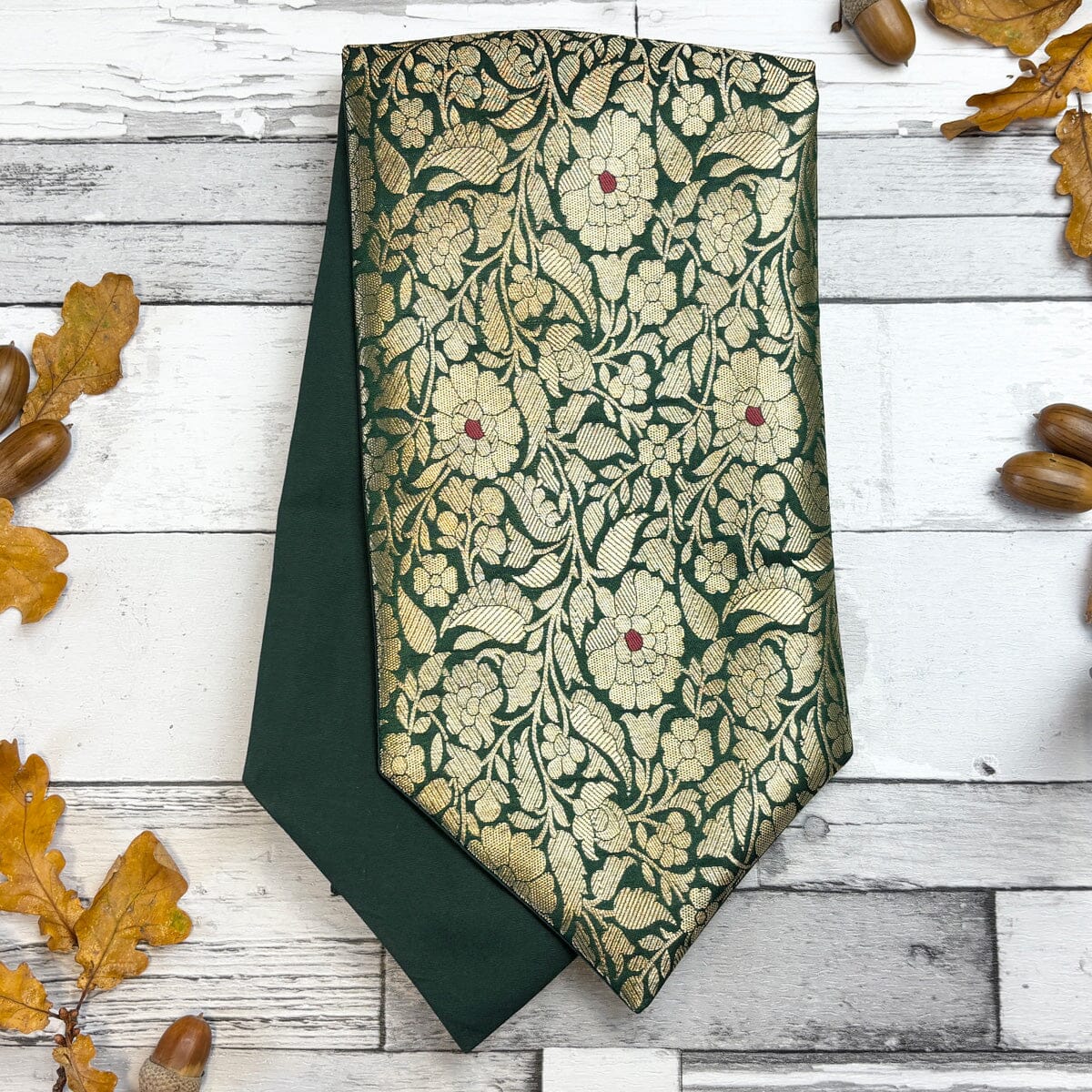 Green & Gold Silk Brocade Cravat - Cravats - 