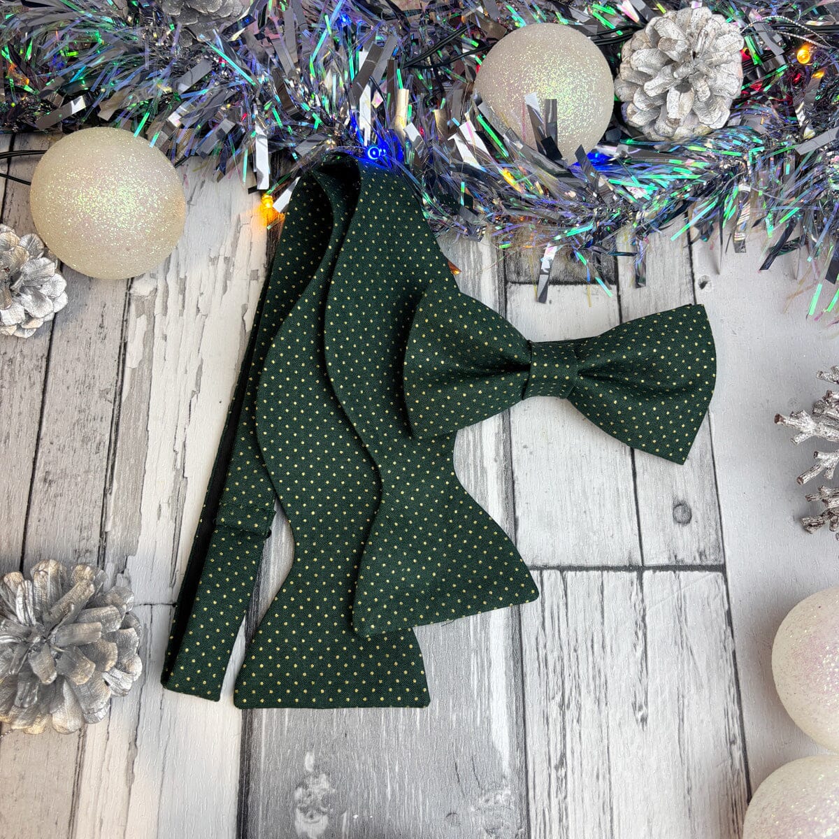 Green & Gold Spot Bow Tie - Bow Ties - 