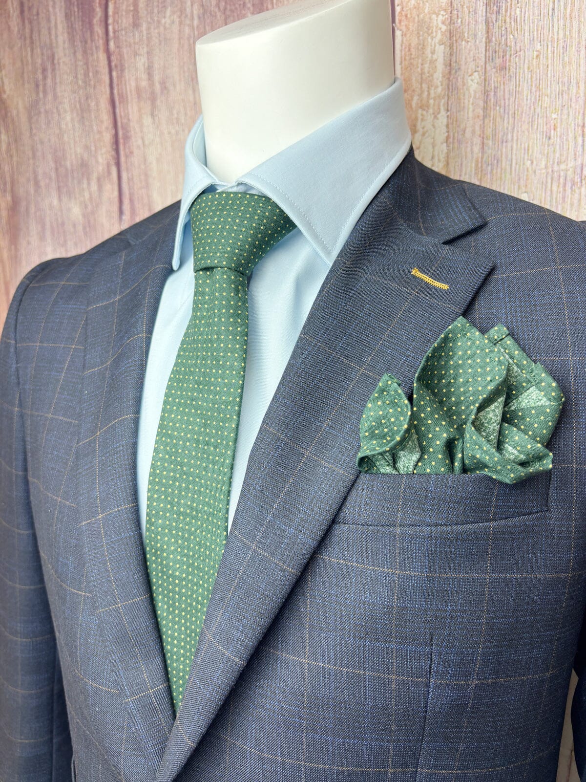 Green & Gold Spot Pocket Square - Pocket Square - 