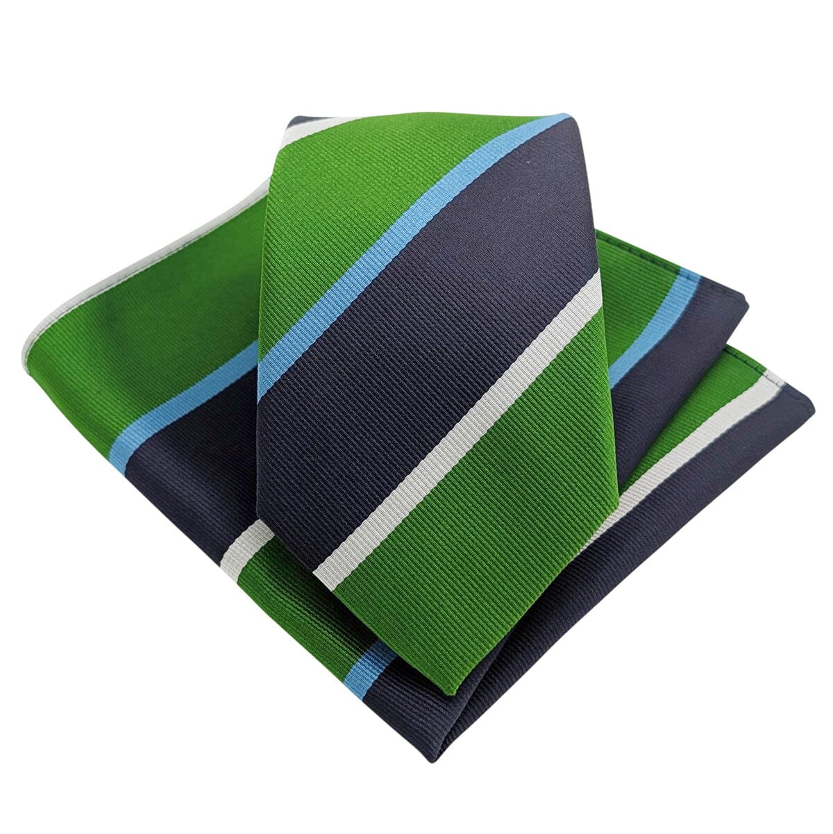 Green Stripe Pocket Square - Wedding Pocket Square - 