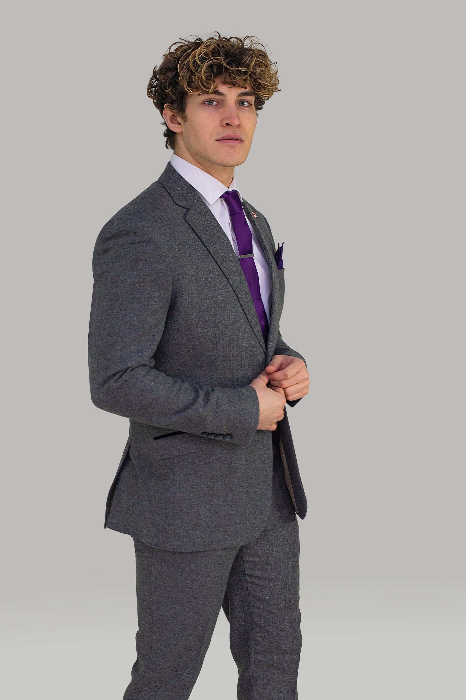Grey Herringbone Tweed Blazer - STOCK CLEARANCE - Blazers & Jackets Sale - 