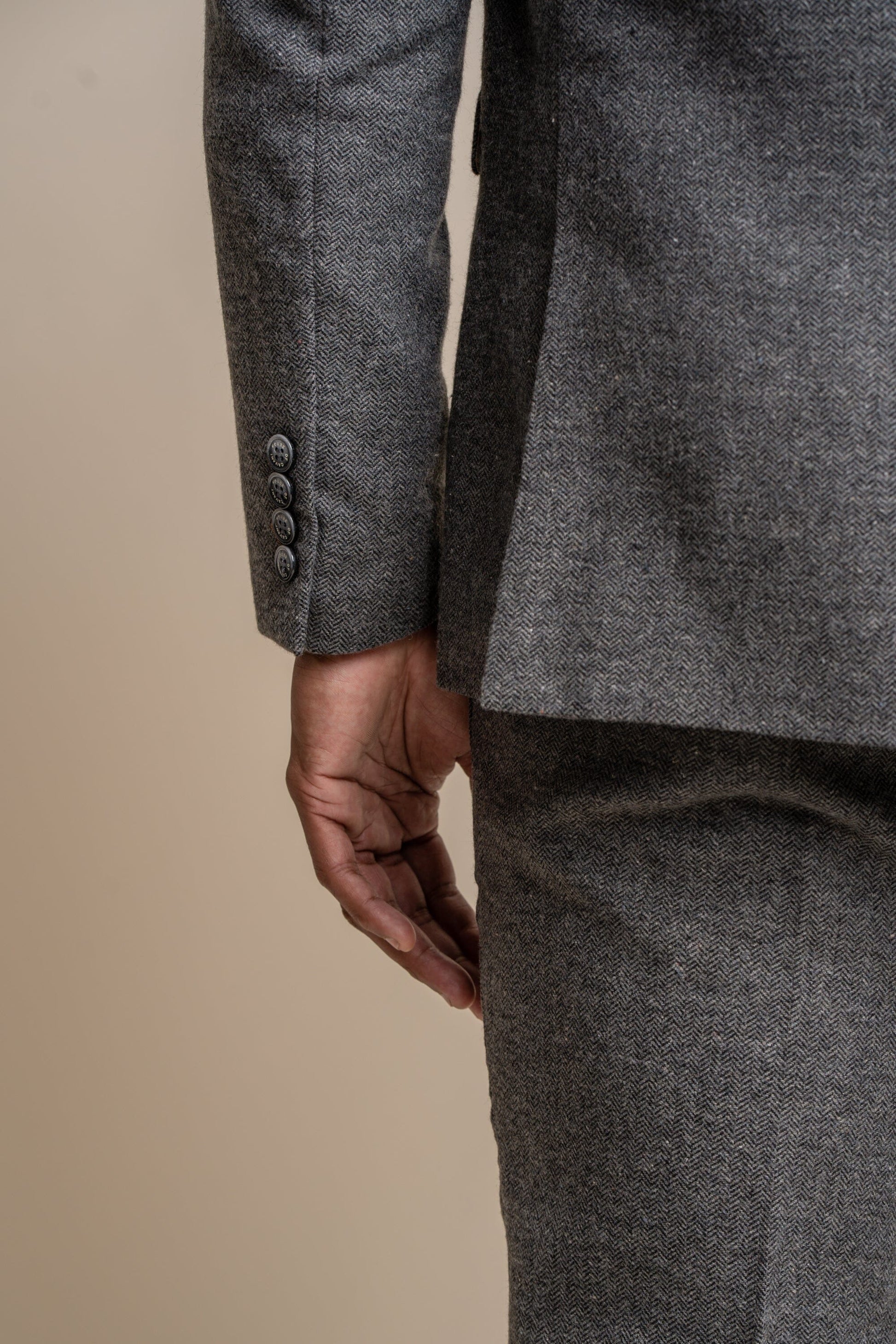 Grey Herringbone Tweed Blazer - STOCK CLEARANCE - Blazers & Jackets Sale - 