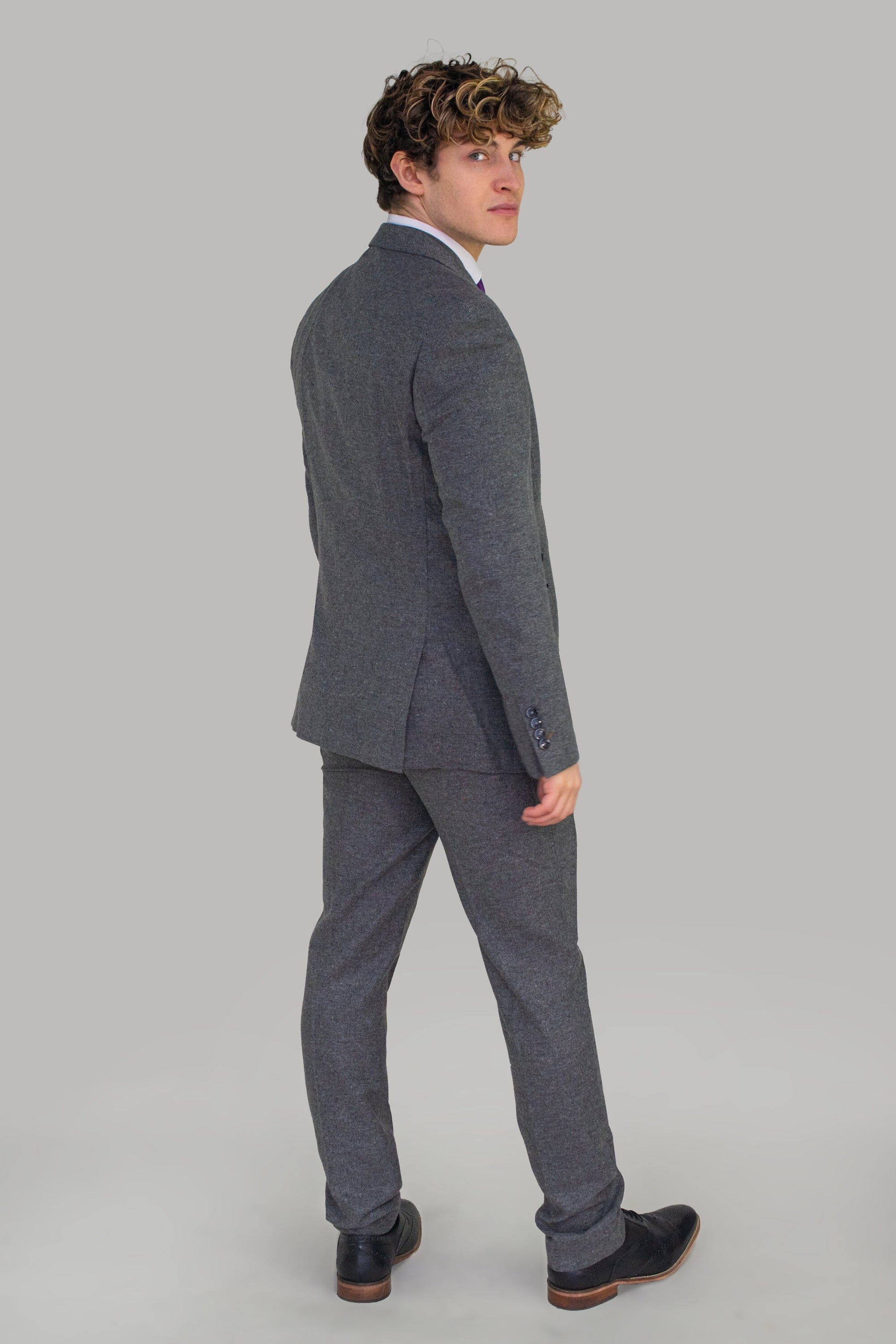 Grey Herringbone Tweed Blazer - STOCK CLEARANCE - Blazers & Jackets Sale - 