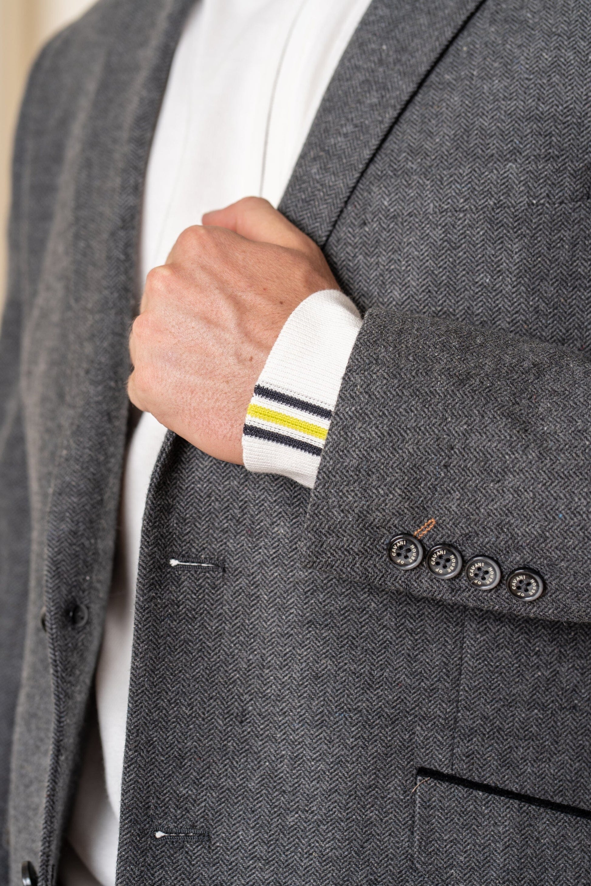Grey Herringbone Tweed Blazer - STOCK CLEARANCE - Blazers & Jackets Sale - 