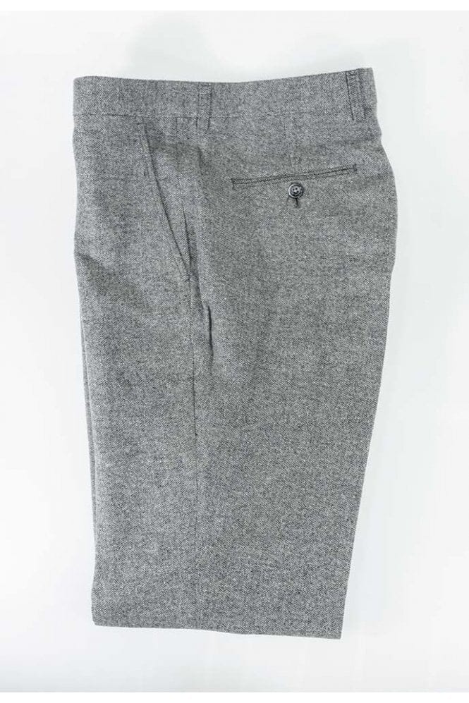 Grey Herringbone Tweed Trousers - STOCK CLEARANCE - Trousers Sale - 