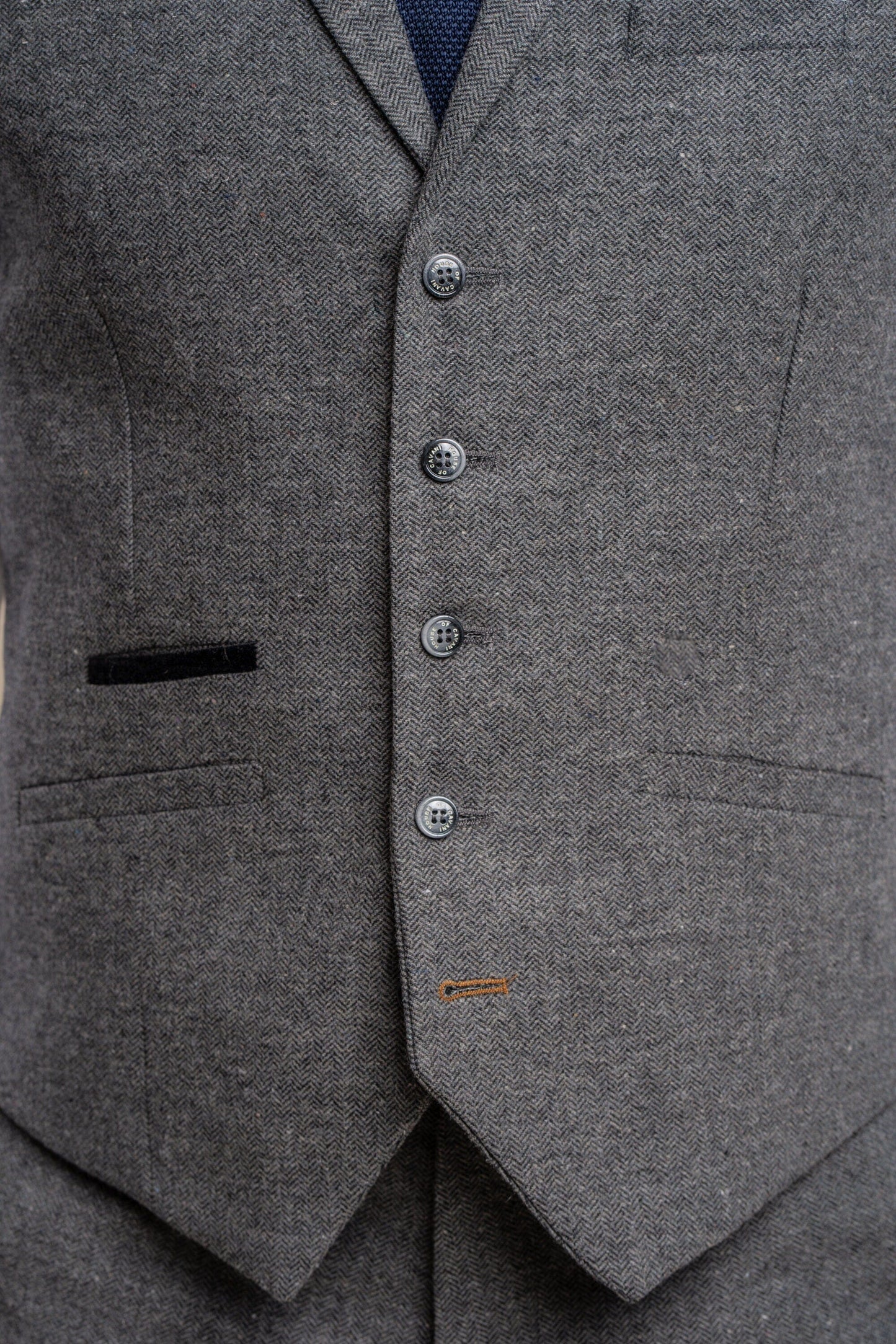 Grey Herringbone Tweed Waistcoat - STOCK CLEARANCE - Waistcoats Sale - 