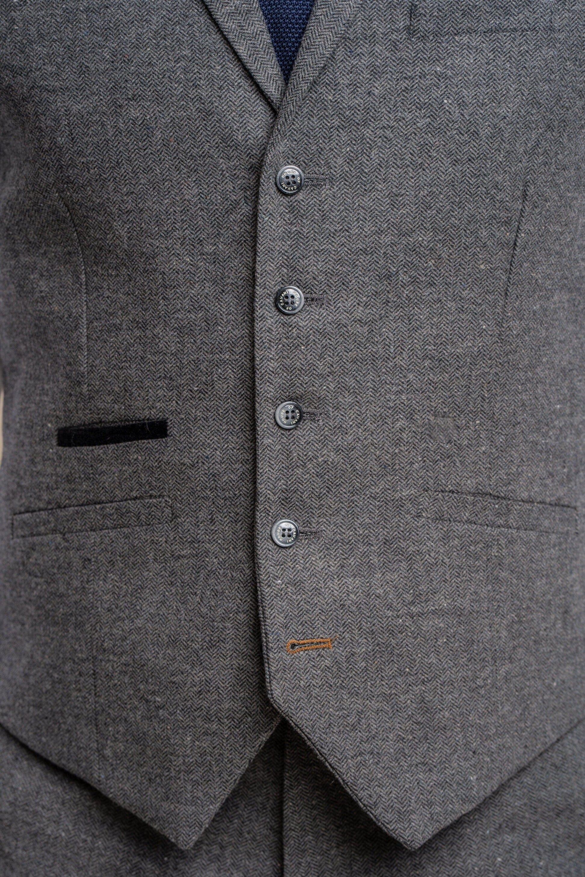 Grey Herringbone Tweed Waistcoat - STOCK CLEARANCE - Waistcoats Sale - 