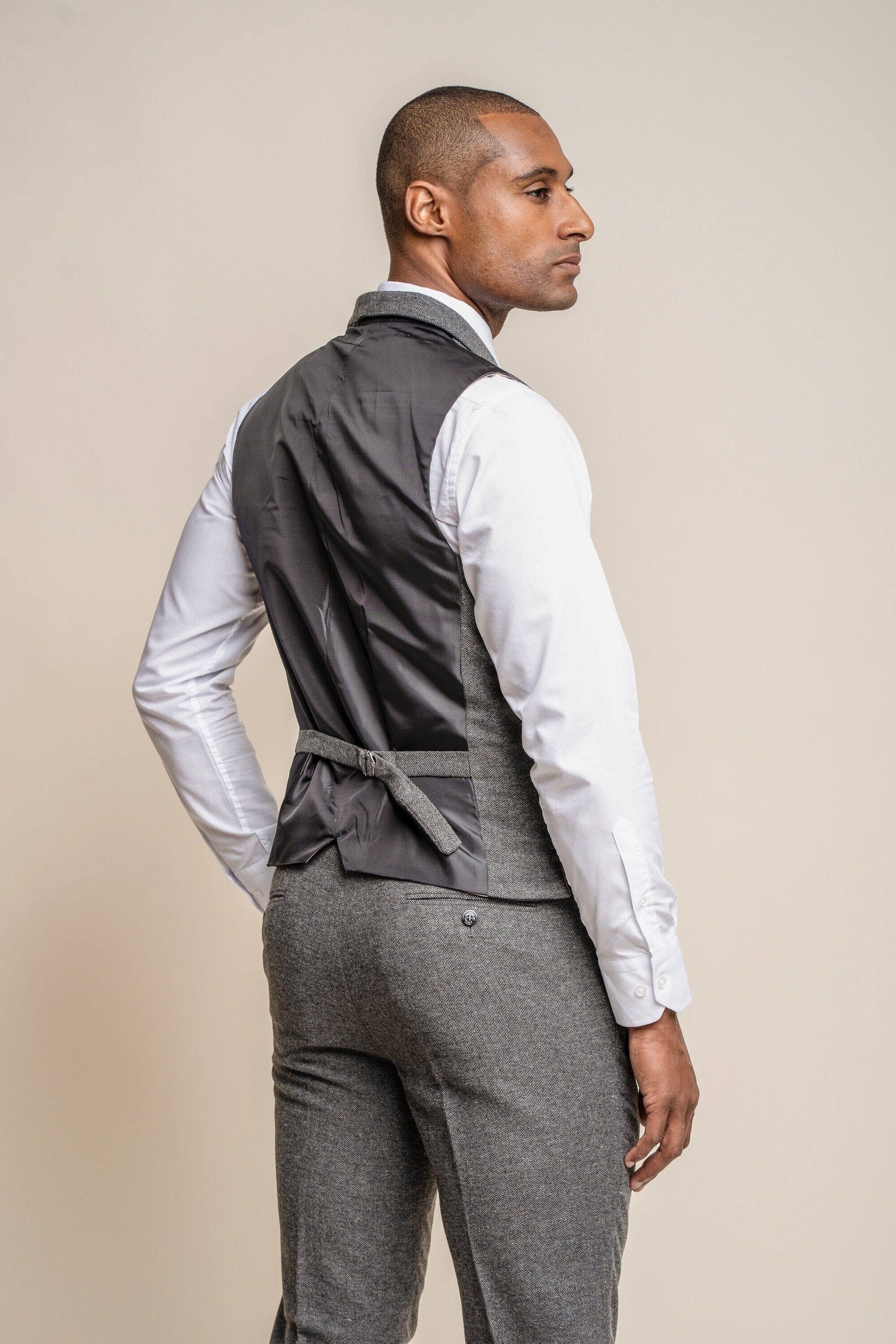 Grey Herringbone Tweed Waistcoat - STOCK CLEARANCE - Waistcoats Sale - 