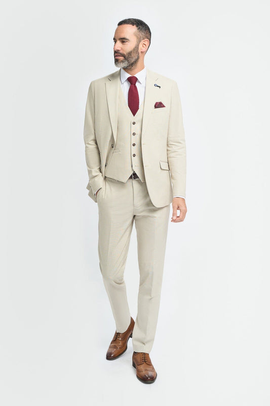 Hampton Beige 3 Piece Suit - Suits - 