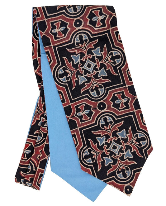 Hand-Printed Black Red Blue Mosaic Cravat - Choose The Backing - Cravats - 