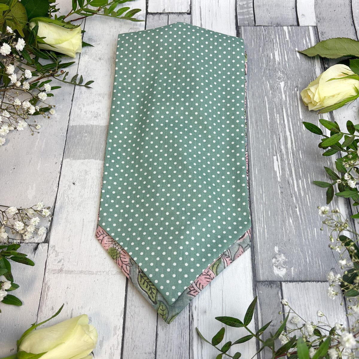 Hand-Printed Green Floral Modal Silk Cravat - Cravats - 
