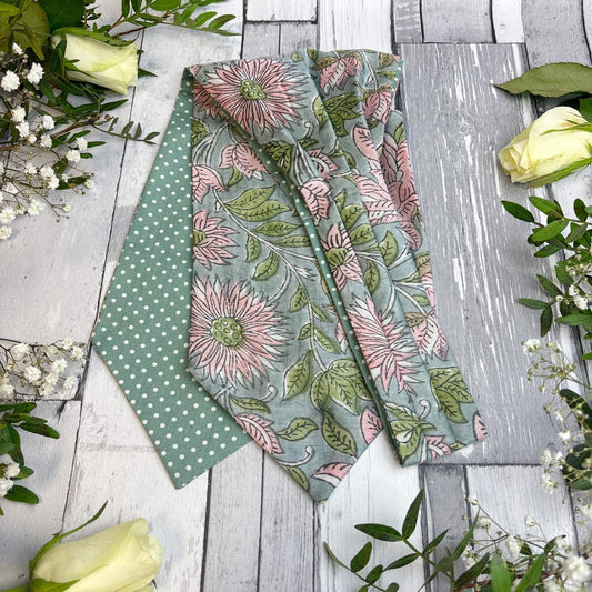 Hand-Printed Green Floral Modal Silk Cravat - Cravats - 