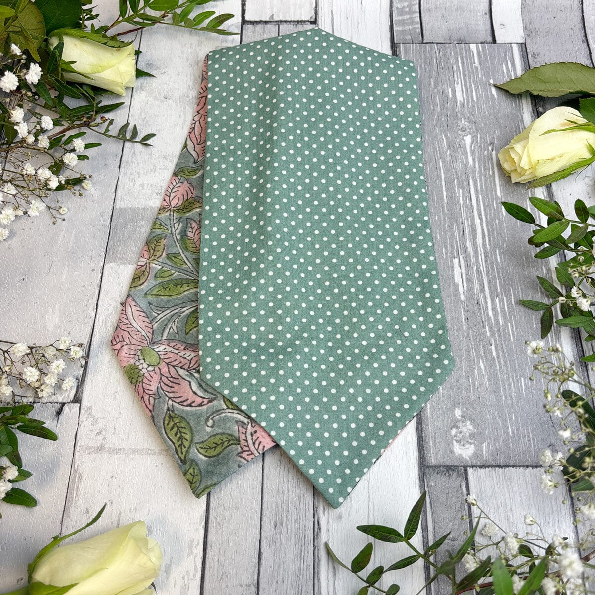 Hand-Printed Green Floral Modal Silk Cravat - Cravats - 