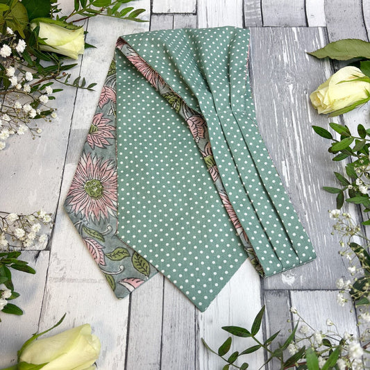 Hand-Printed Green Floral Modal Silk Cravat - Cravats - 