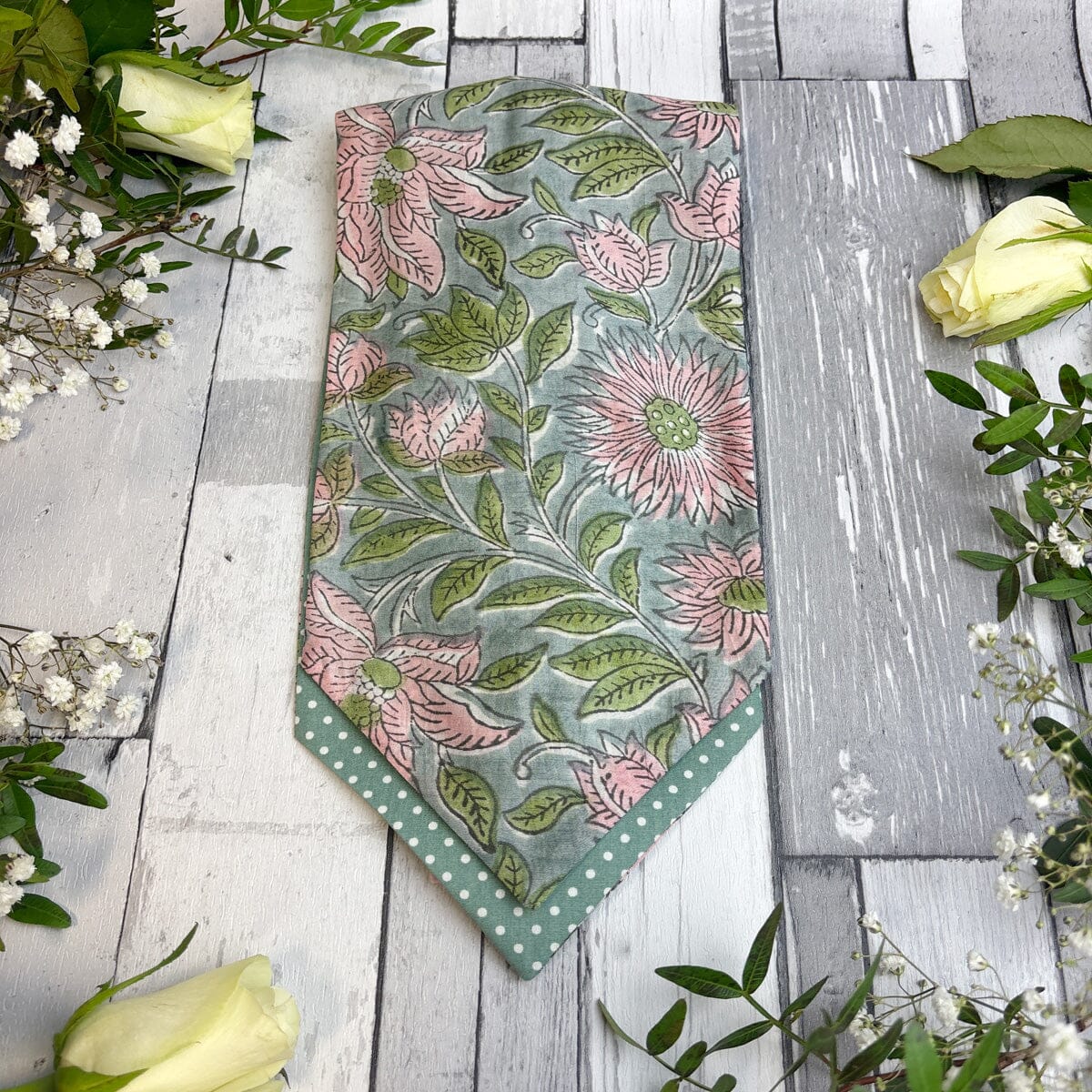 Hand-Printed Green Floral Modal Silk Cravat - Cravats - 
