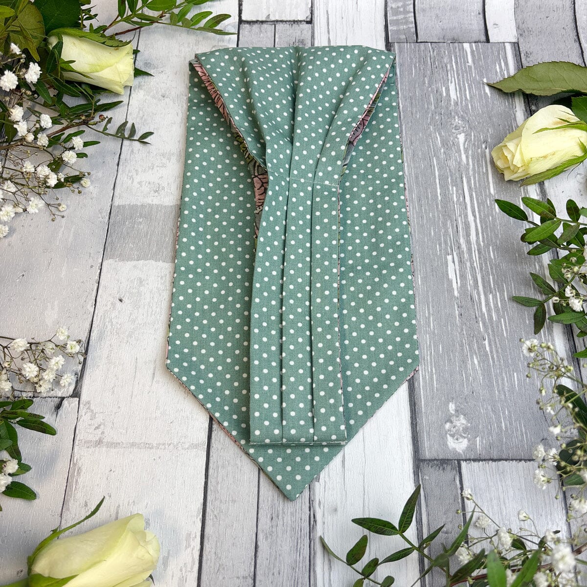 Hand-Printed Green Floral Modal Silk Cravat - Cravats - 