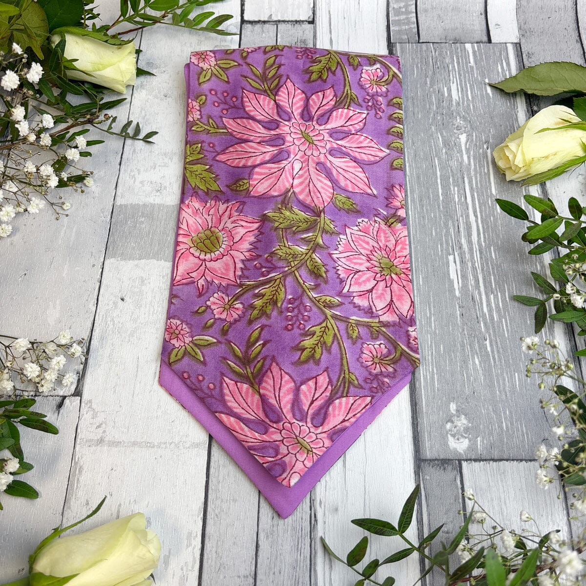 Hand-Printed Pink Floral Modal Silk Cravat - Cravats - 