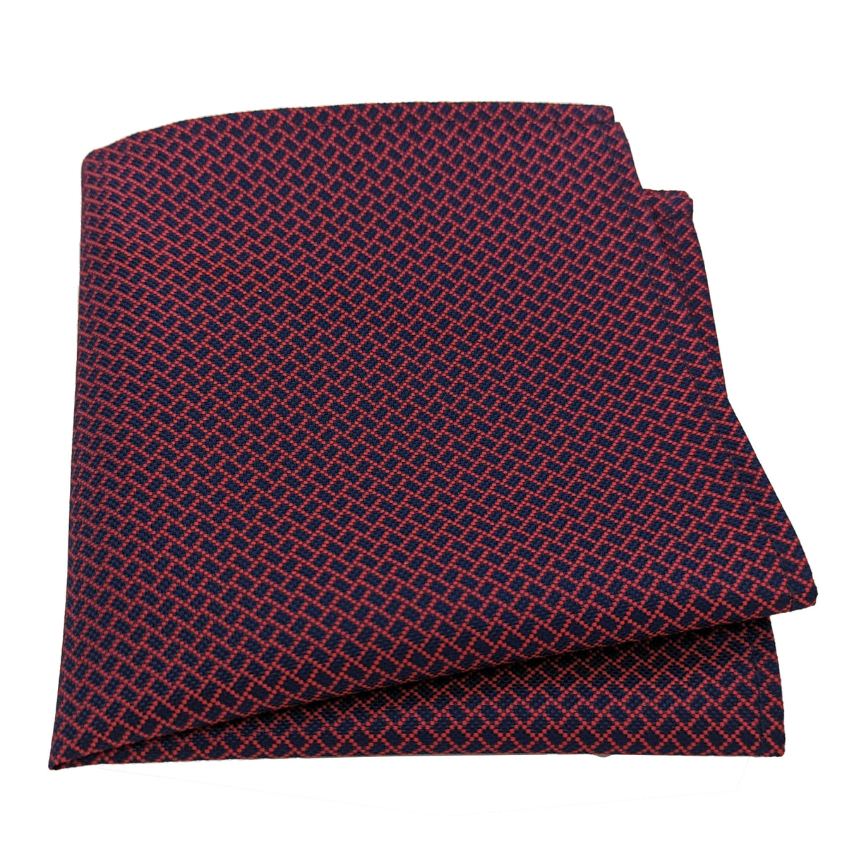 Clearance - Red & Navy Tile Silk Pocket Square