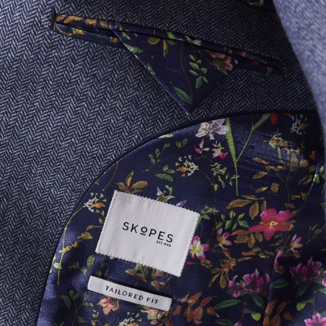 Jude Blue Herringbone 3 Piece Suit - Suits - 
