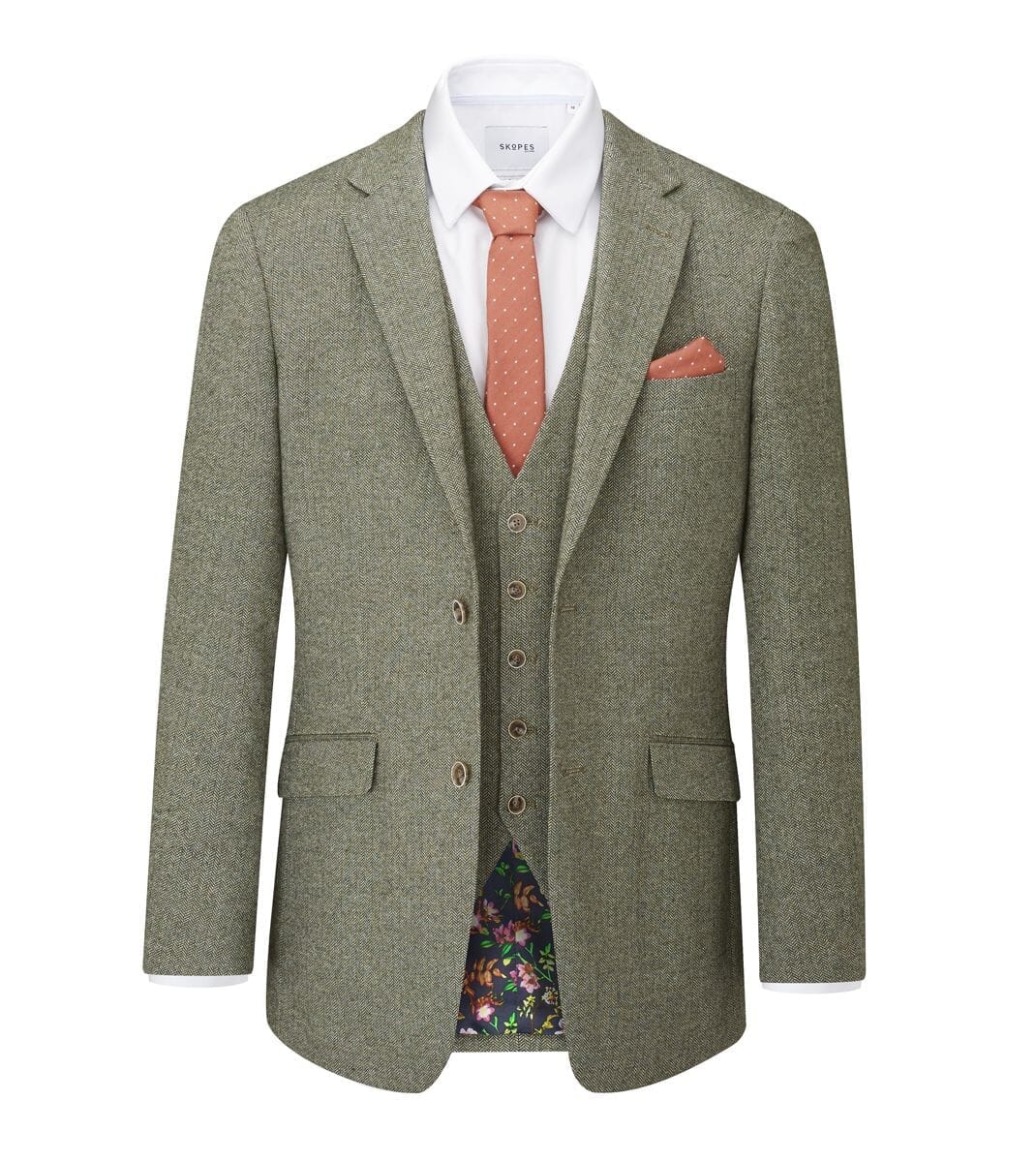 Jude Sage Herringbone 3 Piece Suit - Suits - 