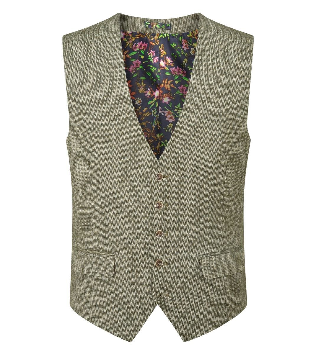 Jude Sage Herringbone 3 Piece Suit - Suits - 