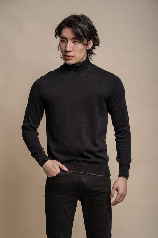 Karris Black Roll Neck Jumper - Jumpers - S - THREADPEPPER