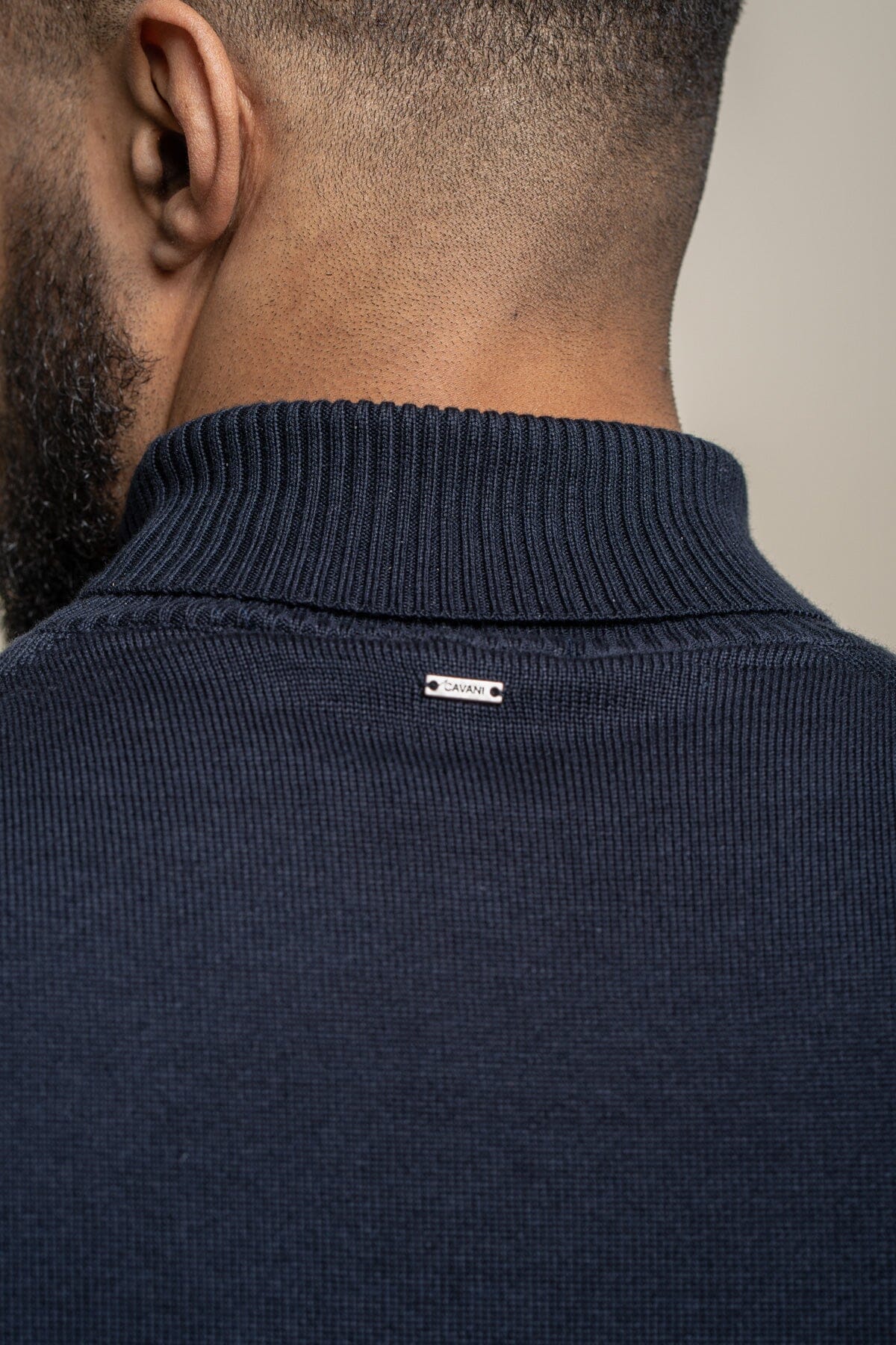 Karris Navy Roll Neck Jumper - Jumpers - - THREADPEPPER