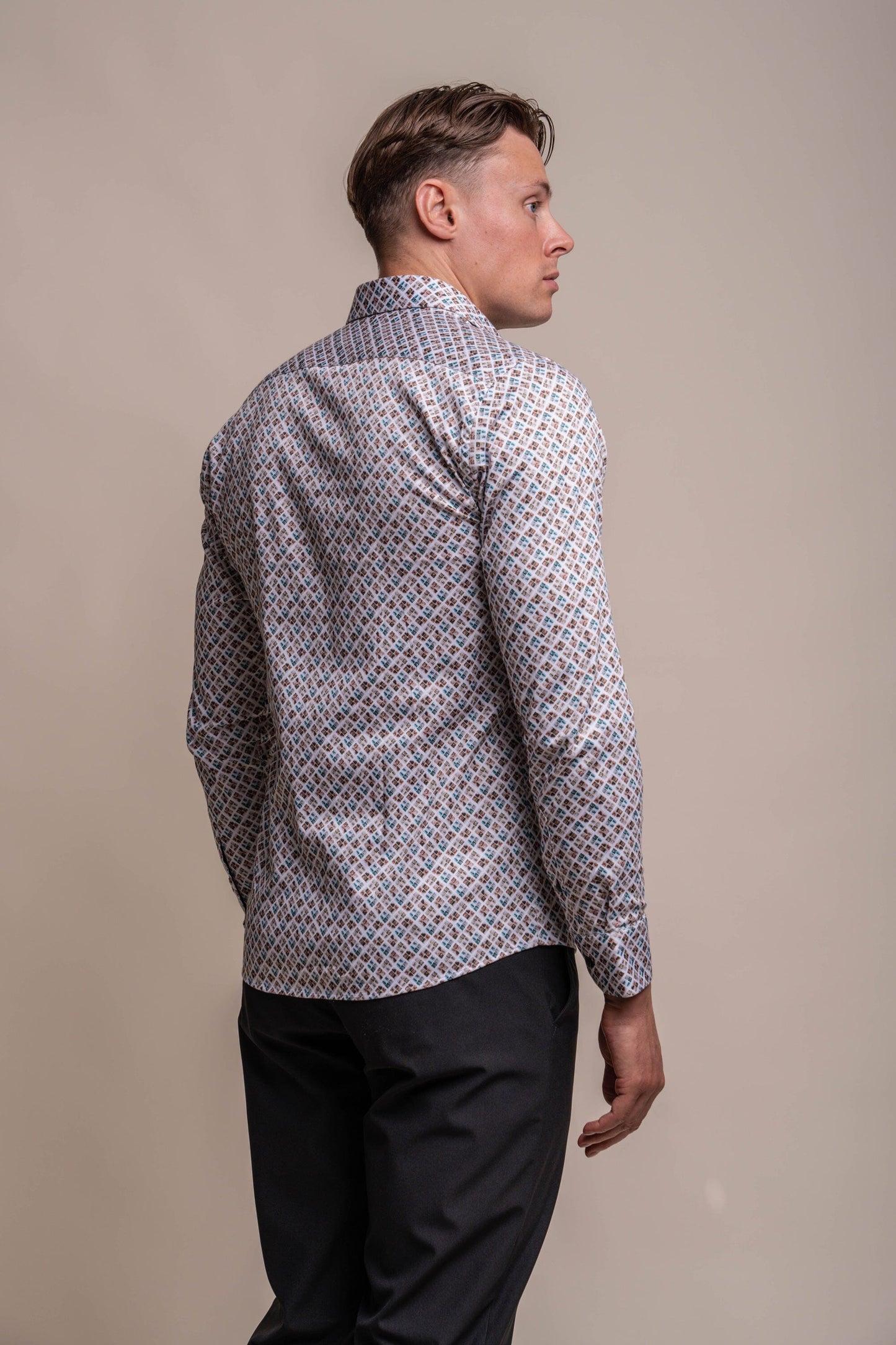 Keats Geometric Cotton Shirt - Shirts - - THREADPEPPER