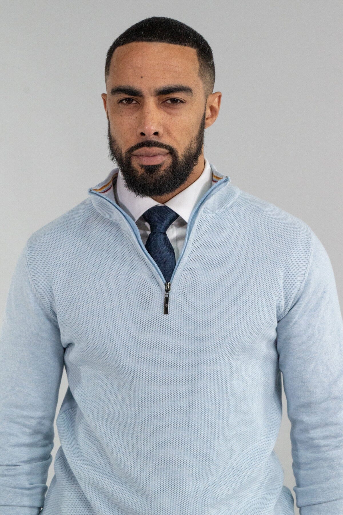 Kyle Blue Marlyn Half Zip Jumper - Jumpers - - THREADPEPPER
