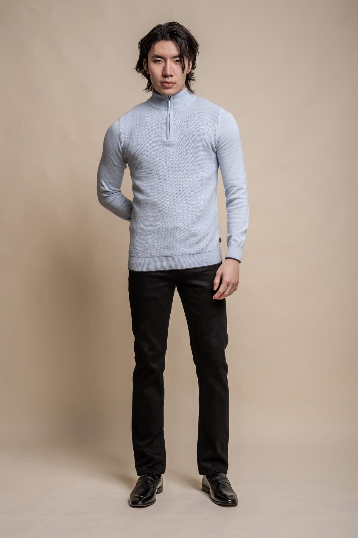 Kyle Blue Marlyn Half Zip Jumper - Jumpers - - THREADPEPPER