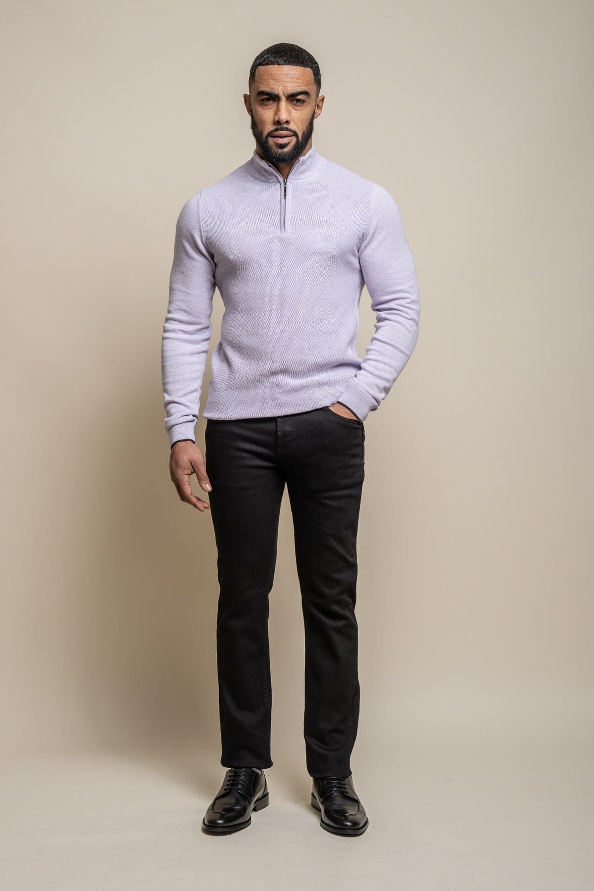 Kyle Lavender Half Zip Jumper - Jumpers - - THREADPEPPER