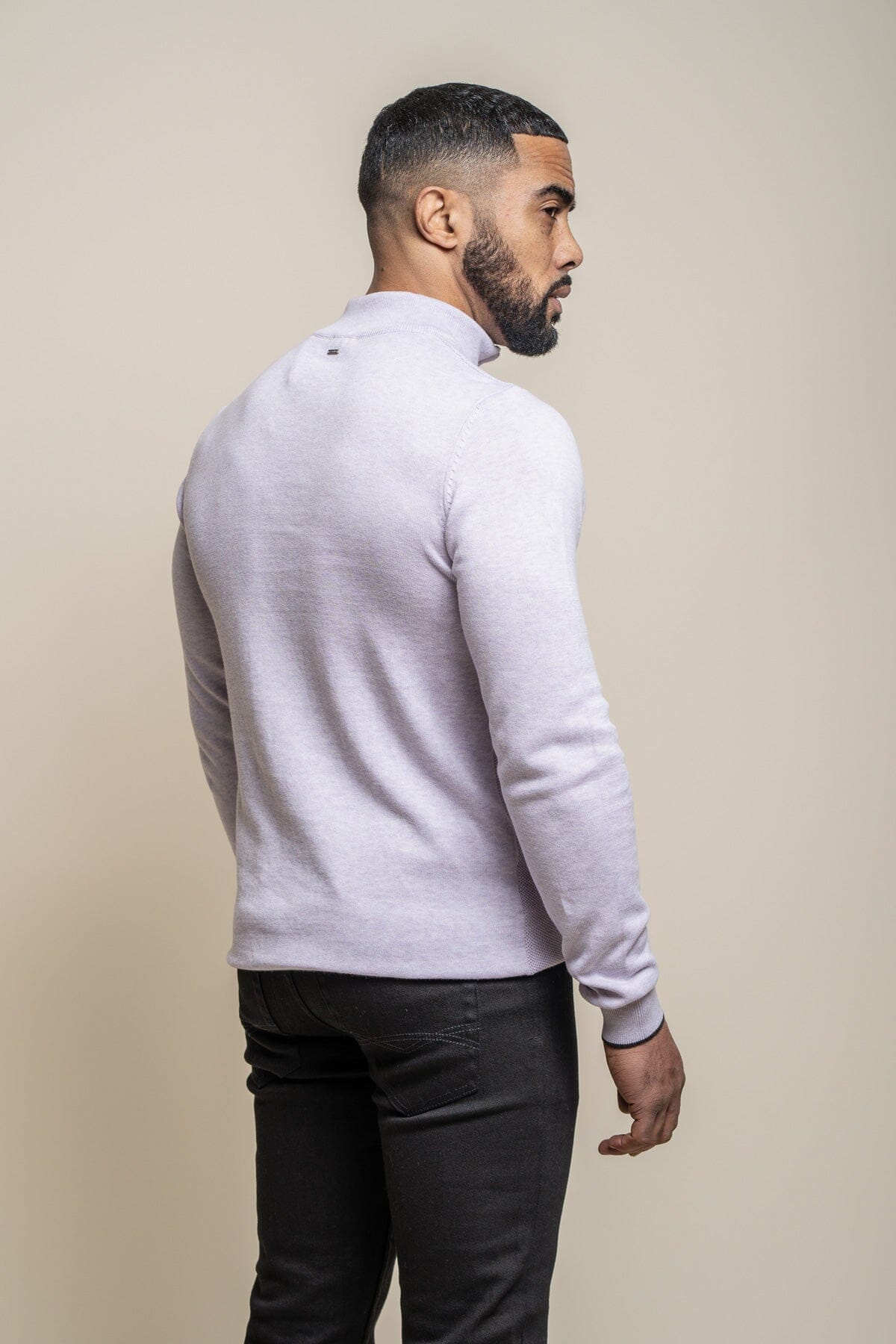 Kyle Lavender Half Zip Jumper - Jumpers - - THREADPEPPER