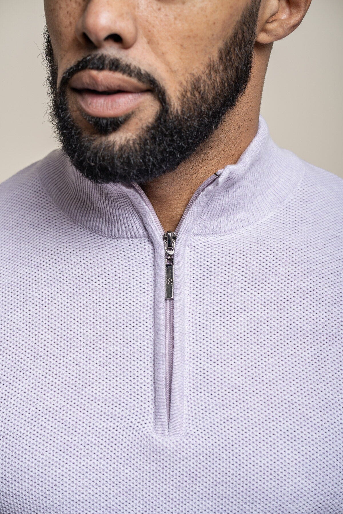 Kyle Lavender Half Zip Jumper - Jumpers - - THREADPEPPER