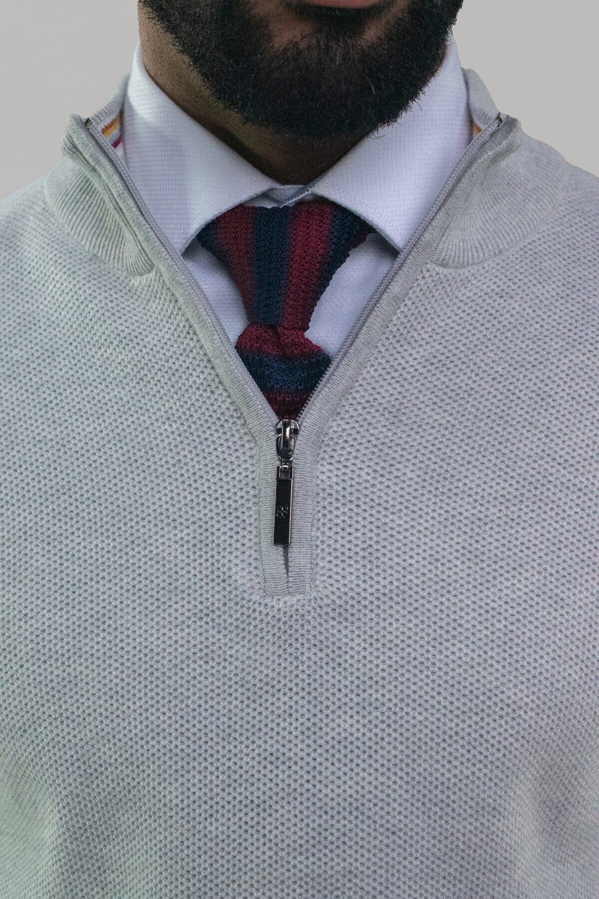 Kyle Mid Grey Half Zip Jumper - Jumpers - - THREADPEPPER