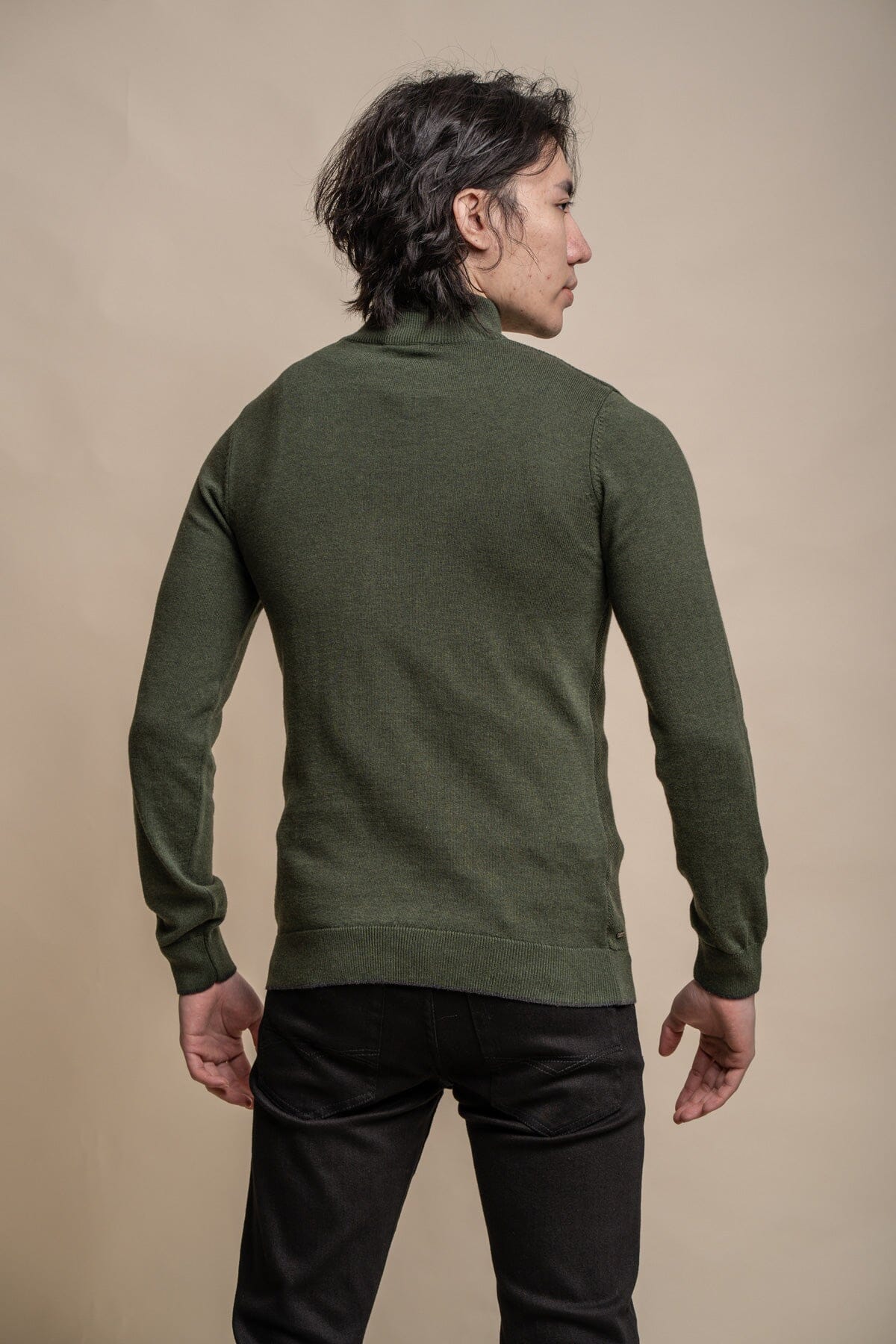 Kyle Olive Half Zip Jumper - Jumpers - 