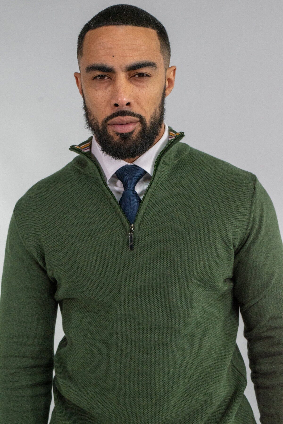 Kyle Olive Half Zip Jumper - Jumpers - 