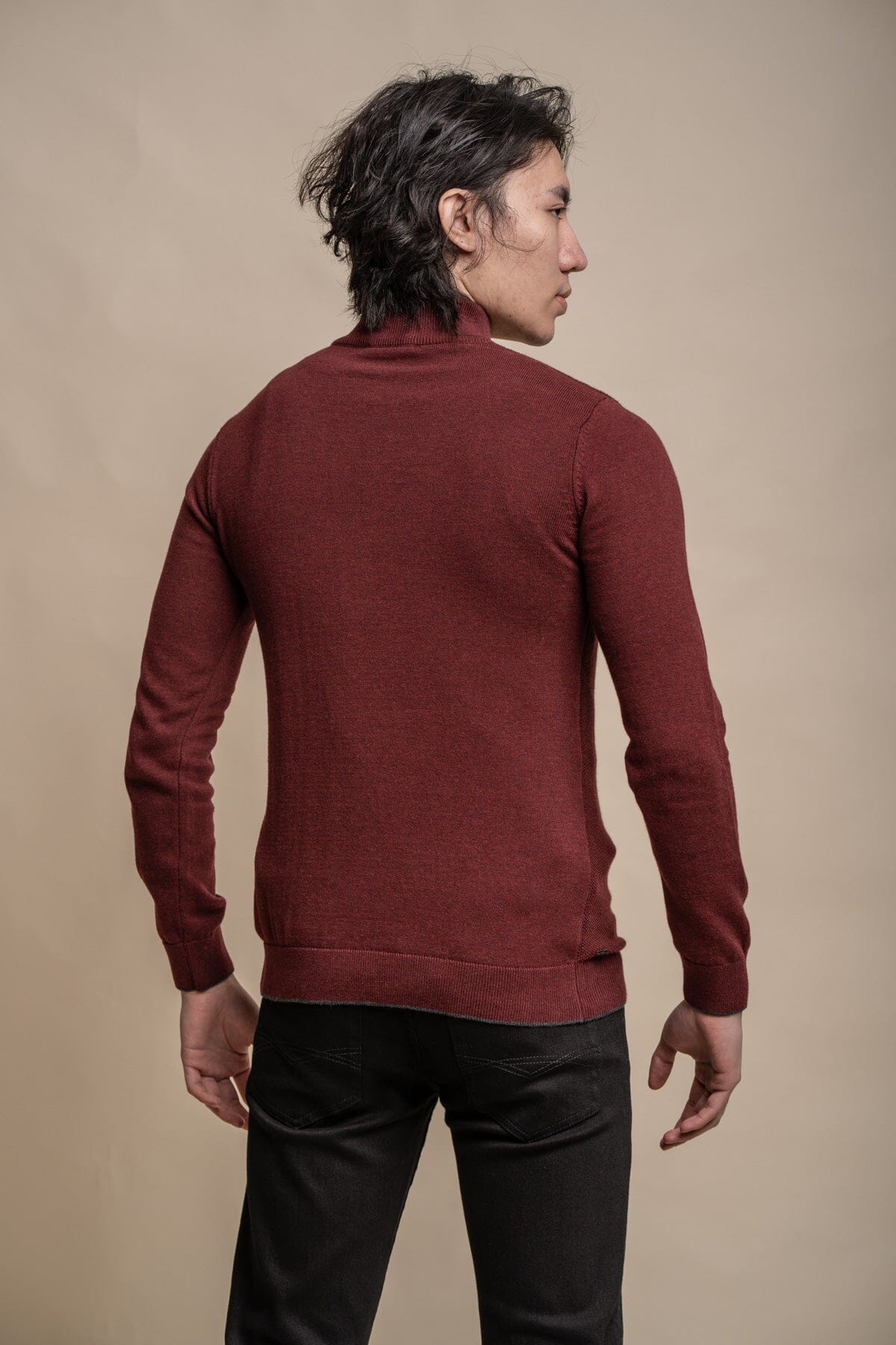 Kyle Wine Half Zip Jumper - Jumpers - 