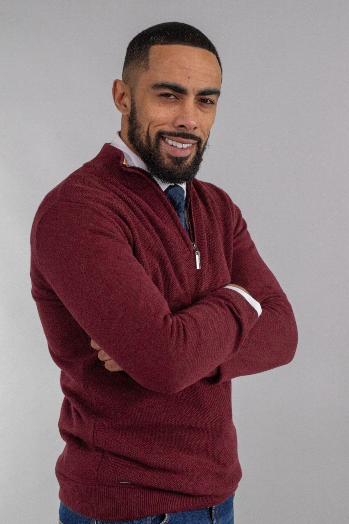 Kyle Wine Half Zip Jumper - Jumpers - 