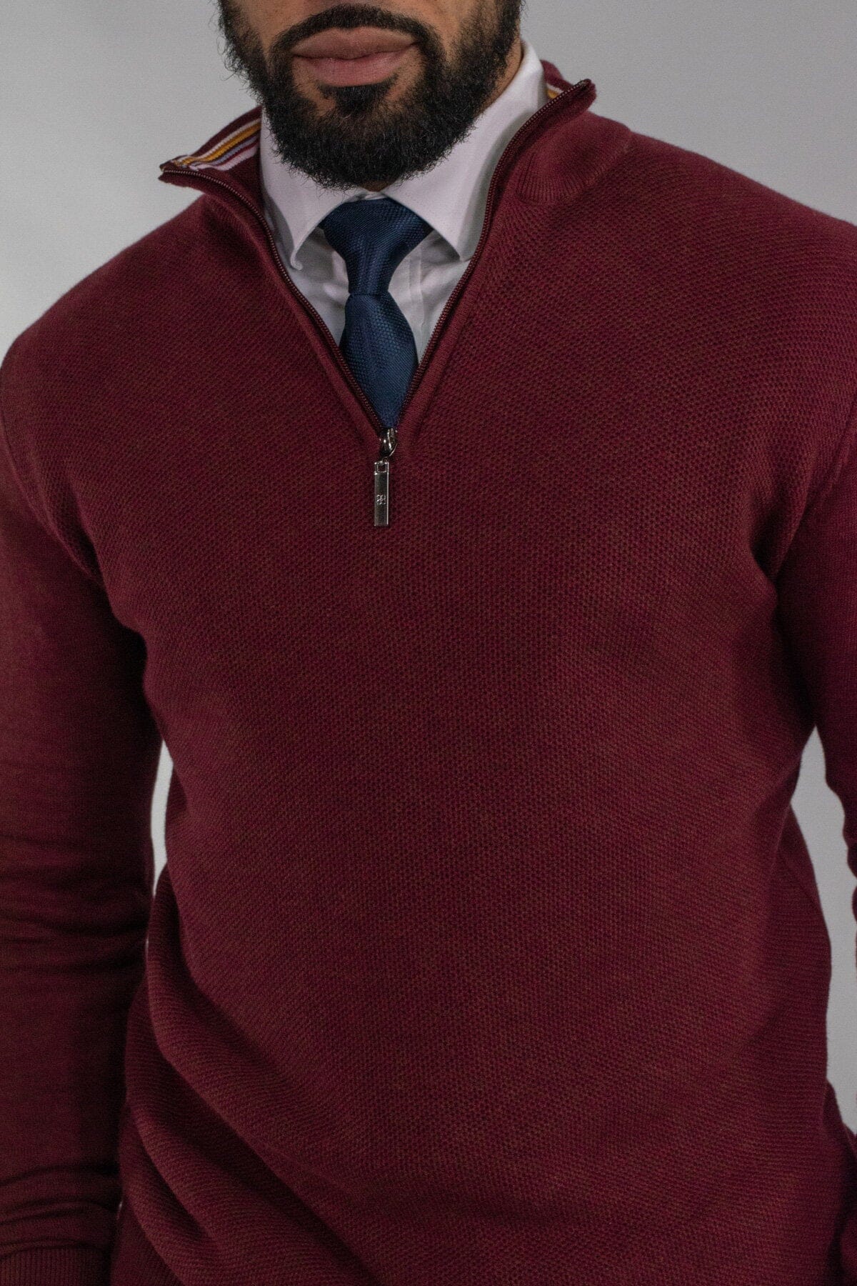 Kyle Wine Half Zip Jumper - Jumpers - 