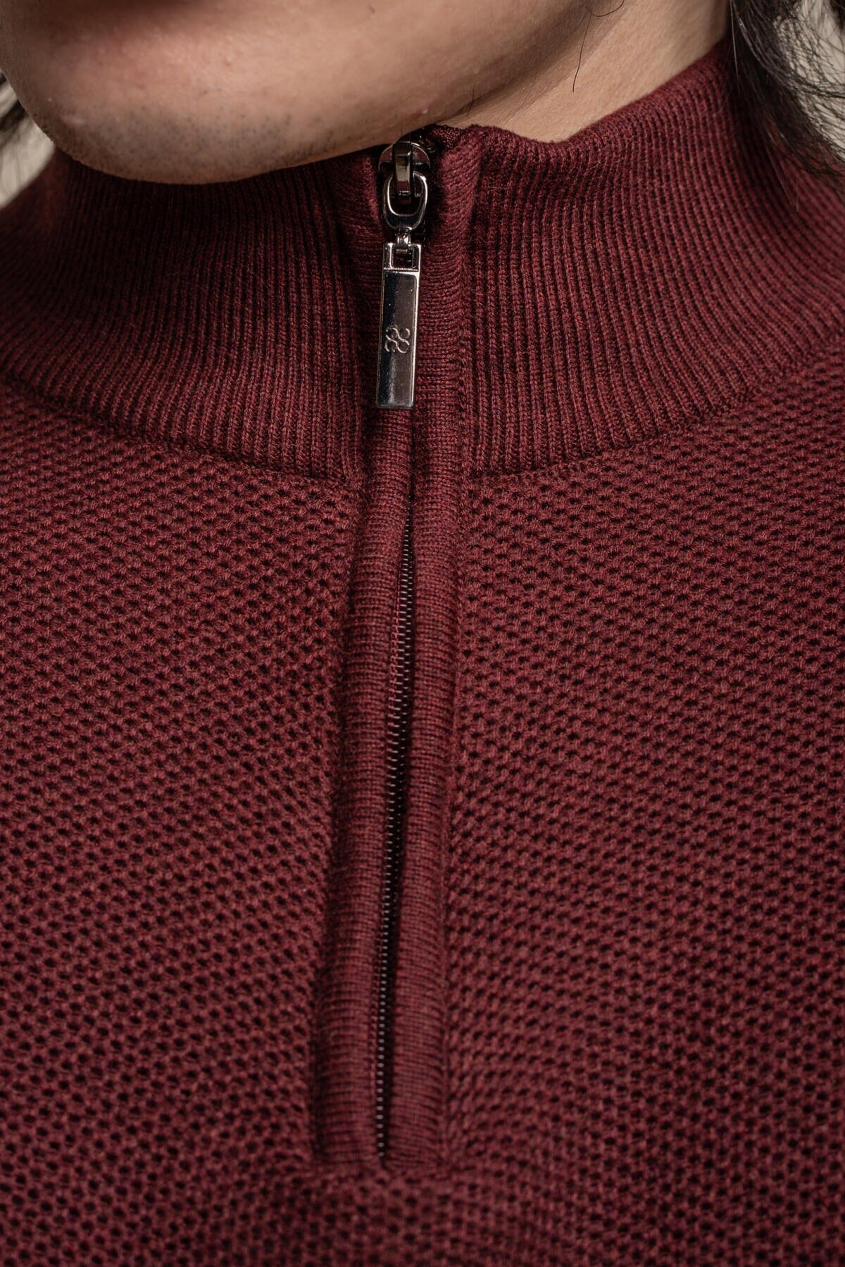 Kyle Wine Half Zip Jumper - Jumpers - 