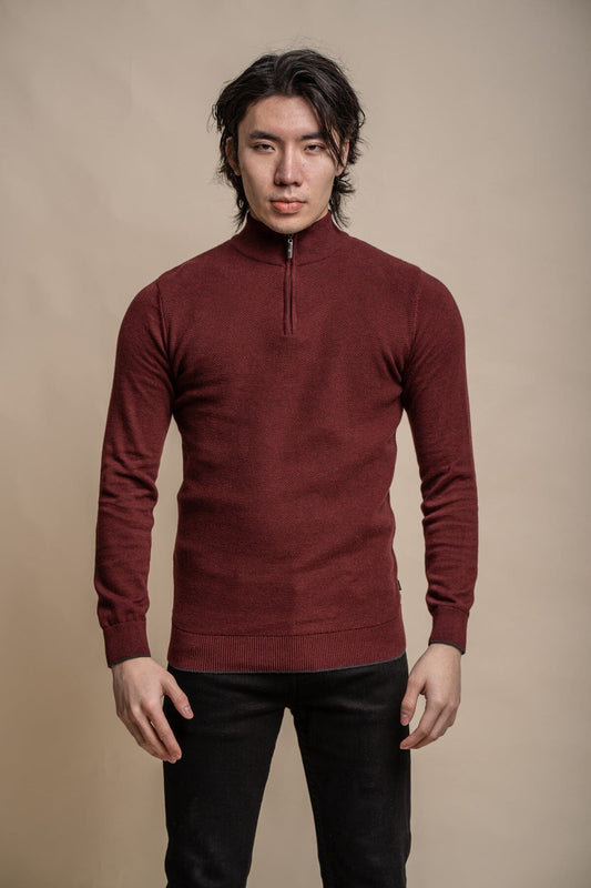 Kyle Wine Half Zip Jumper - Jumpers - S 