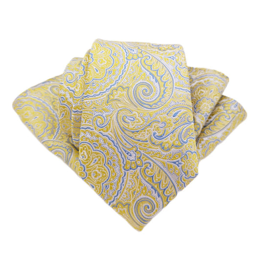 Lemon Paisley Pocket Square