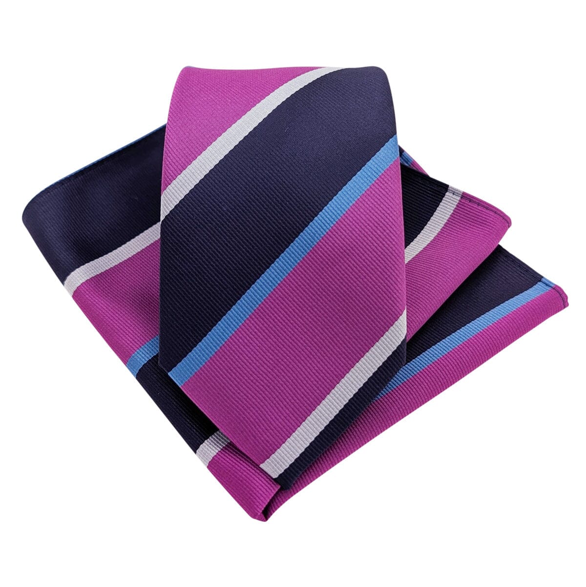 Magenta Stripe Pocket Square - Wedding Pocket Square - 