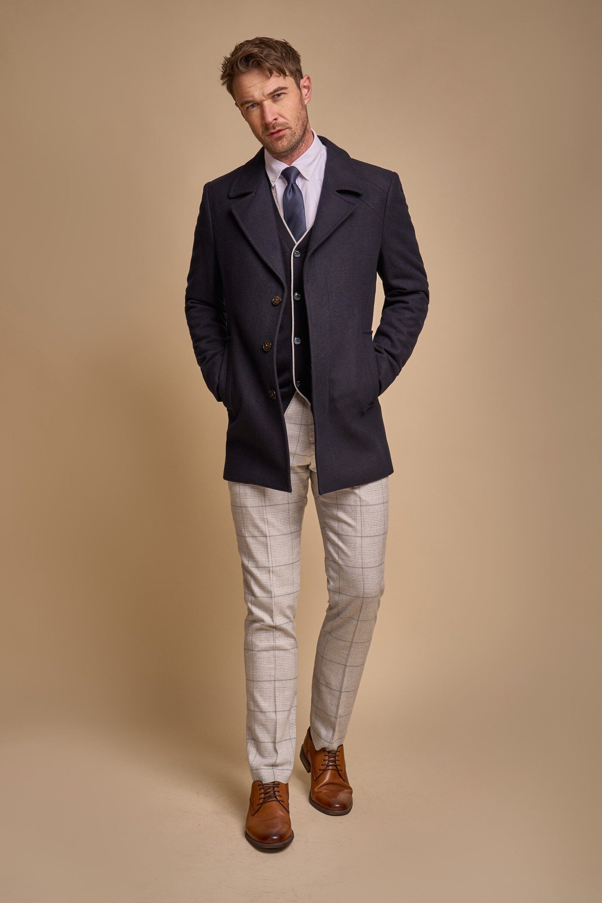 Marcus Navy Topcoat - Coats - - THREADPEPPER