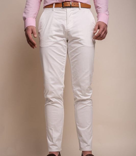 Mario Ecru Cotton Trousers - Trousers - 28R 
