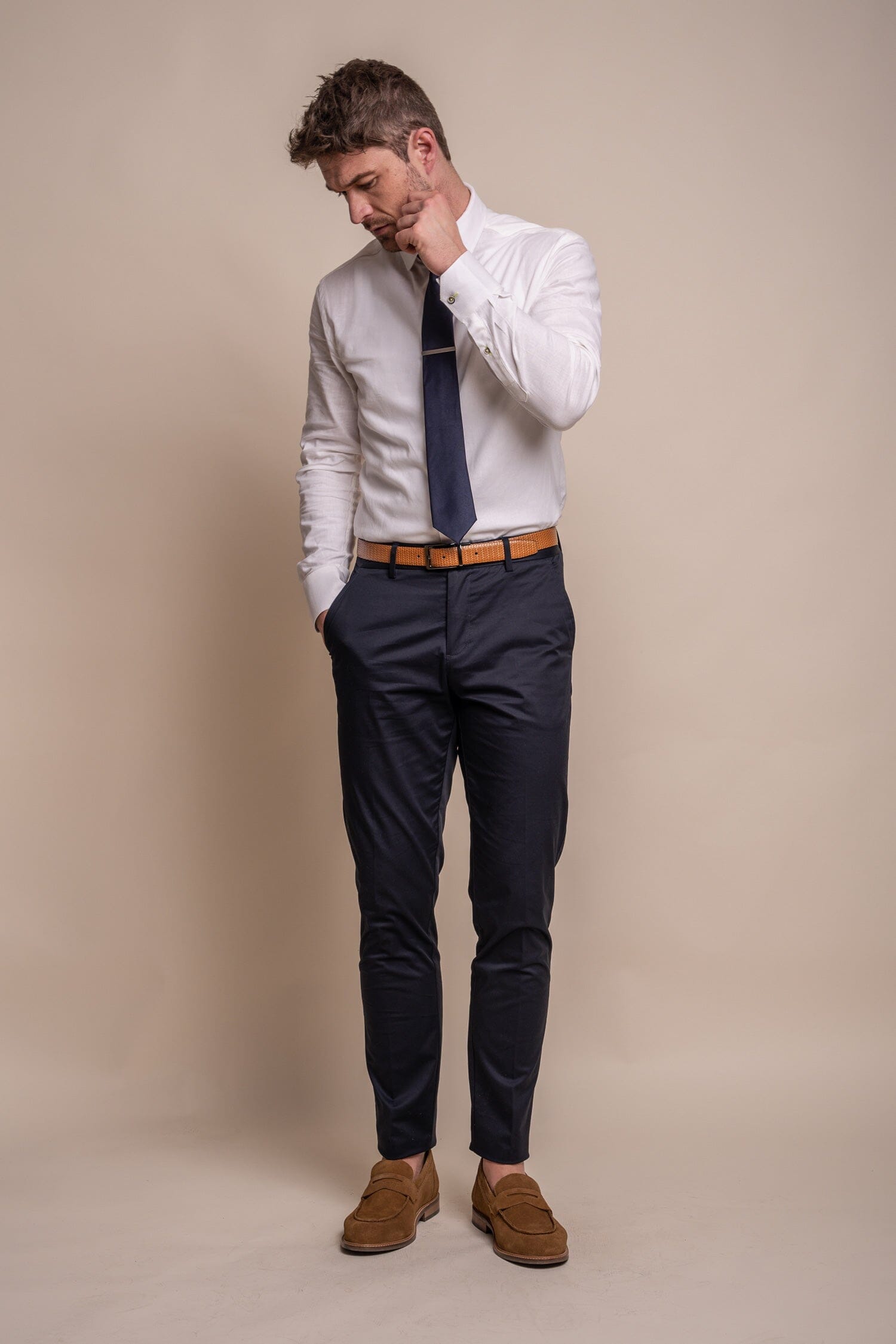 Mario Navy Cotton Trousers - Trousers - 