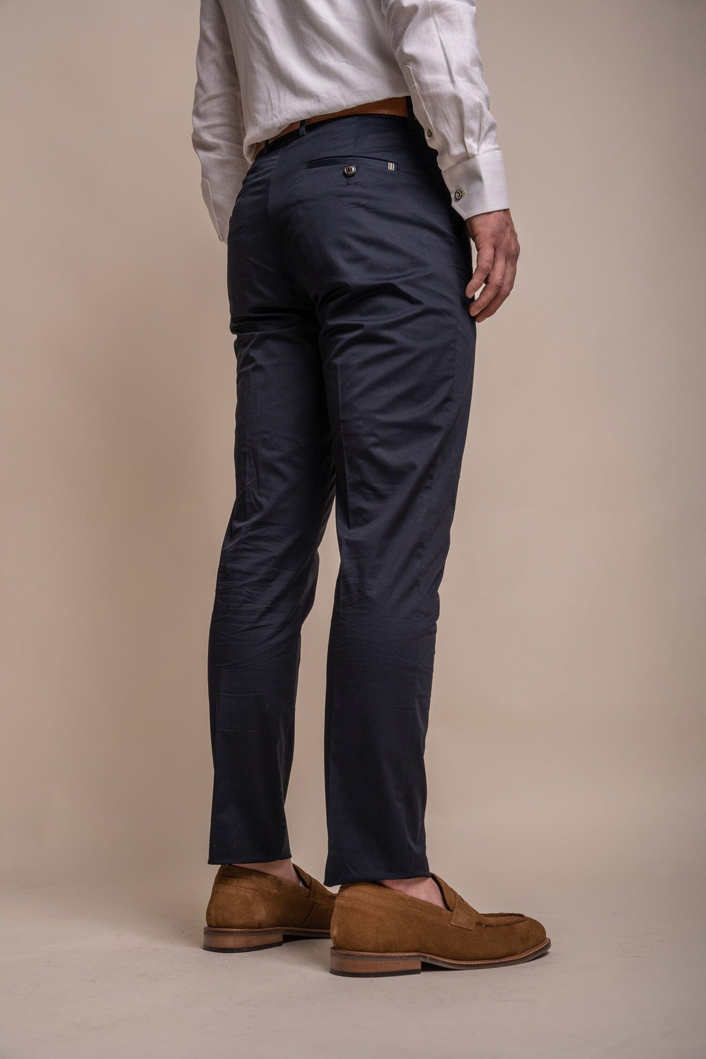Mario Navy Cotton Trousers - Trousers - 